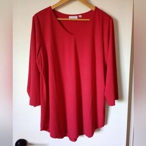Joan Rivers Red V-Neck Top Size Large